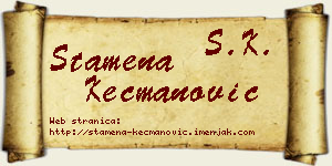 Stamena Kecmanović vizit kartica